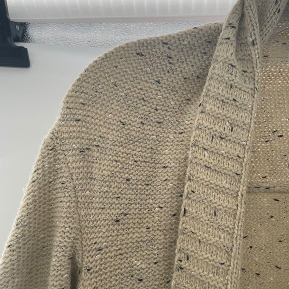 RENJO Womens Knit Cardigan Open Front Faux Leather Pockets Size Large - Picture 5 of 9